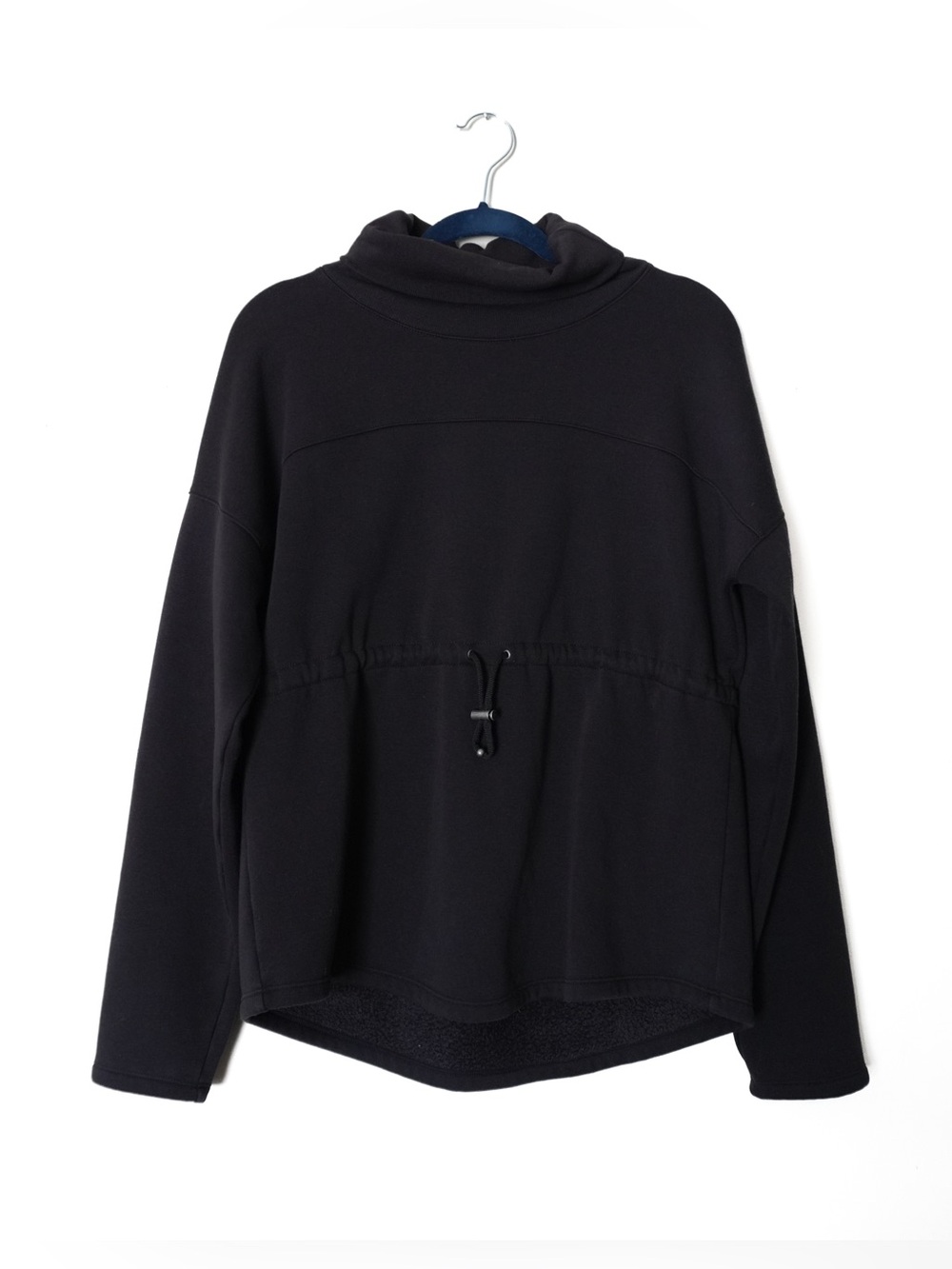 Zella Cinch Waist Cowl Neck Black Fleece Lined Pullover